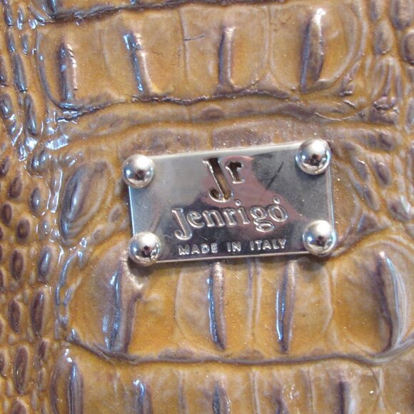 Jenrigo Large Embossed Green Leather Double Handle Satchel/Tote Handbag - Picture 4 of 14